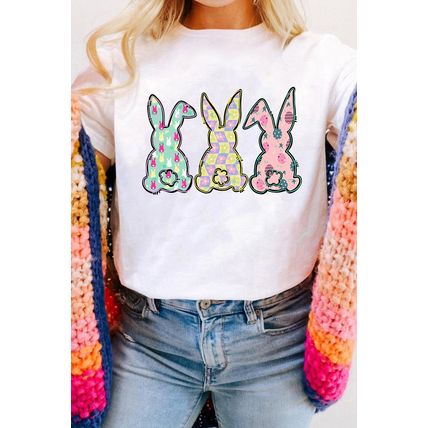 White Easter Bunny Graphic Crewneck Tee