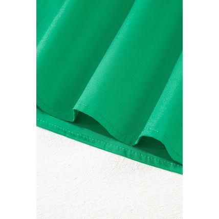 Bright Green Contrast Scallop Trim Layered Short Sleeve V Neck Blouse