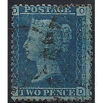 1858 SG45 2d Blue Plate 9 Good/Fine Used Check Letters "DD"..