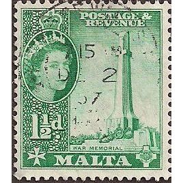 MALTA, War Memorial, green 1956, 1½d