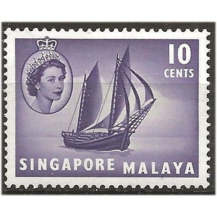 Singapore 1955 SG44 10c Deep Lilac Fine Mounted Mint . .. .