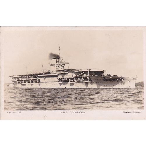 Real Photo H.M.S. Glorious Aircraft Carrier Postcard (S12168)