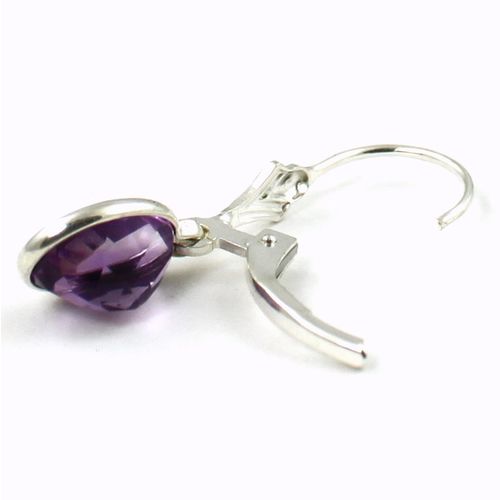 Amethyst, 925 Sterling Silver Leverback Earrings, SE001