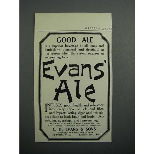 1908 Evans Ale Ad - Good Ale