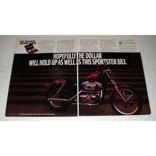 1987 2-page Harley-Davidson Sportster 883 Motorcycle Ad