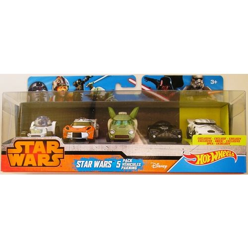 Star Wars Hotwheels 5 Car Pack R2-D2,Luke,Yoda,Vada + Stormtrooper - Hotwheels