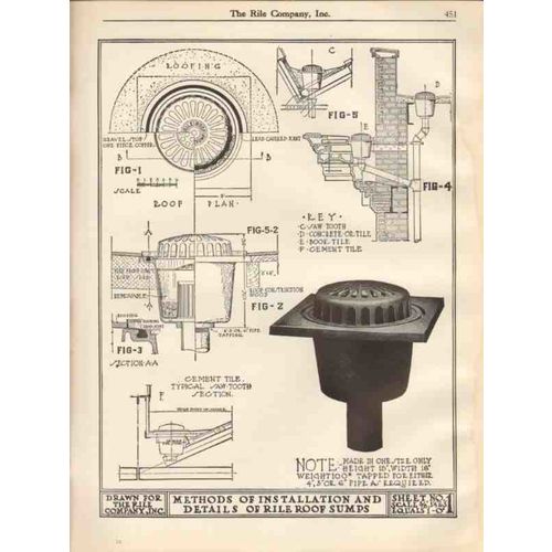 rile company 1931 roof floor sump cast iron rain drain vintage catalog