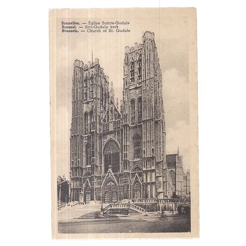CHURCH OF ST. GUDULE, BRUXELLES, BRUSSELS . unused antique postcard =