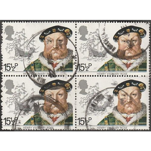 1982 Maritime Heritage. 15.1/2p Henry VIII & Mary Rose. Fine Used Block of Four