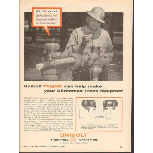 THORNHILL-CRAVER COMPANY 1962 Pluglok Christmas Tree valves vintage ad