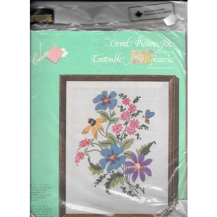 Creatique Crewel Picture Kit Needlepoint 764 Spring Garden 11 X 14” Unused