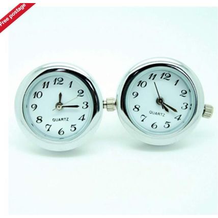 2P Accurate Watch Cufflinks Movement Silver Cuff Link Wedding Gift With Battery