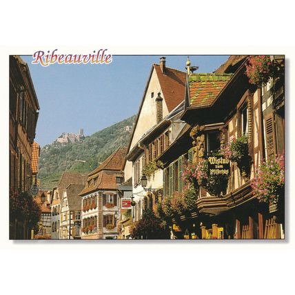 Ribeauville La Grande Rue Fleurie France Postcard unused VGC
