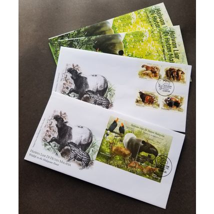 Malaysia Wildlife Forest 2004 Fauna Birds Deer Hornbills Tiger (FDC) *toning