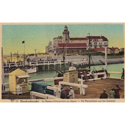 Blankenberge Bateau D'Excursions Depart Guide Boat Old Postcard