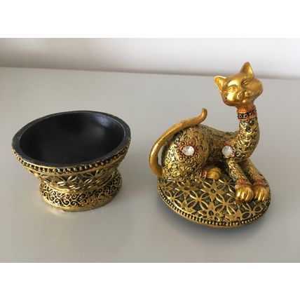 TRINKET BOX - GOLD JEWELLED CAT