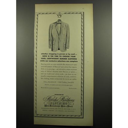 1955 Brooks Brothers Suits and Odd Jackets Ad - Whether shopping in person