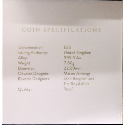 2022 GOLD PROOF 1/4oz .999 £25 DENOMINATION Sovereign size coin
