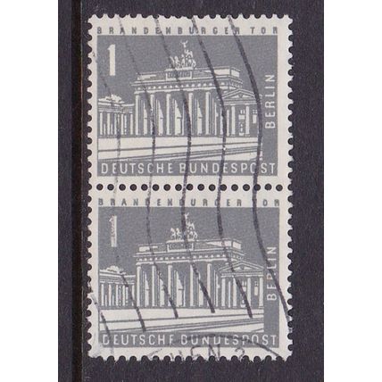 GERMANY BERLIN 1956 BUILDINGS 1pf VERTICAL PAIR USED SG B133 X 2