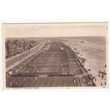 Tennis Courts Looking North at Great Yarmouth Postcard Norfolk GT