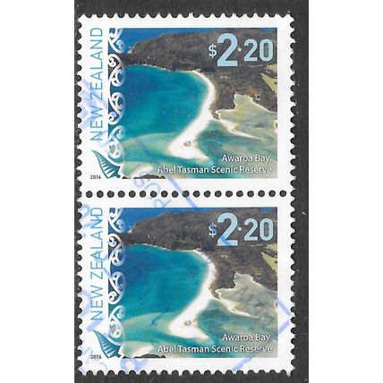 NEW ZEALAND NZ 2014 AWAROA BAY TASMAN ABEL SCENIC RESERVE SEA VIEW PAIR USED