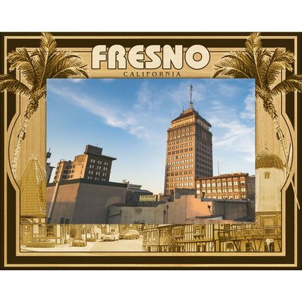 Fresno California Laser Engraved Wood Picture Frame Landscape (8 x 10)