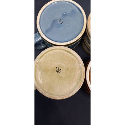 Vintage Capodimonte Stoneware Marked Tiki Bamboo Style Coffee Mugs Set of 4
