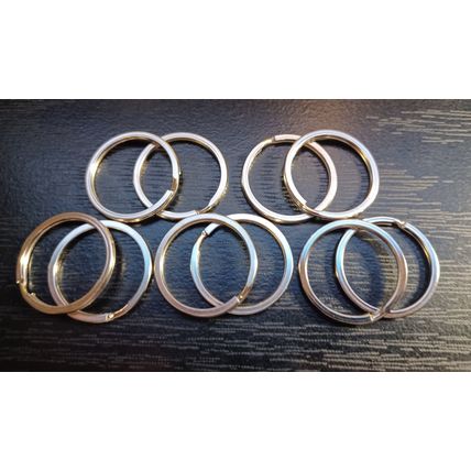 10 brand new Premium Nickel Plated Flat Split Ring Key Rings / Key Holders 25mm