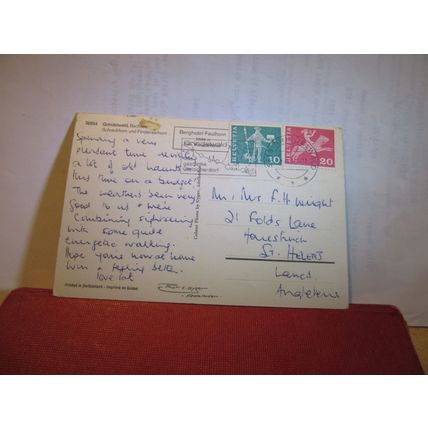 bachsee, schreckhorn, finsterarrhorn, GRINDELWALD .used postcard 1960 pm =