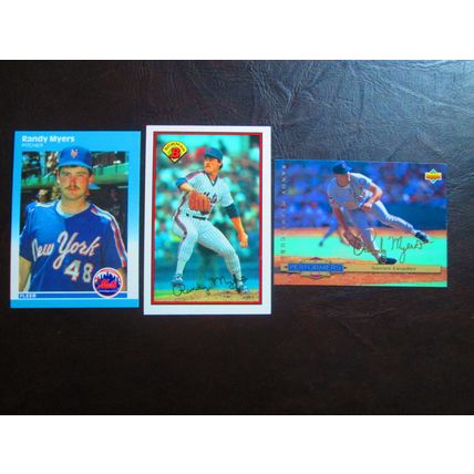 Three (3) Randy Myers Baseball Cards (See Pictures and Description Below)