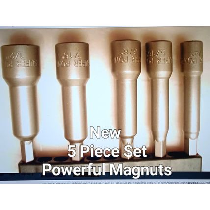 5 Pc Magnetic 2-9/16" Nut Driver Set 1/4 5/16 7/16 3/8 1/2 Pro Quality Setter