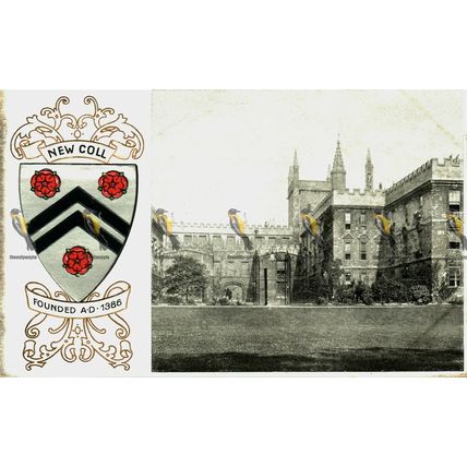 New Coll Founded AD 1386, Oxford, England, UK, Postcard