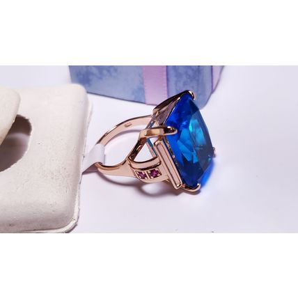 Estate 15ctw Lab Created Topaz &Ruby Scroll basket 925/14kt Rose Gold Ring#22107