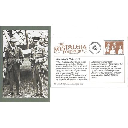 Postcard Alcock & Brown 1st Atlantic Flight Vickers Vimy 1919 - Nostalgia