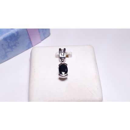 Estate .80ctw Natural Blue Sapphire/Diamond 14Kt White Gold Drop Pendant #22476