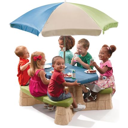 Step2 Naturally Playful Kids Picnic Table with Removable Umbrella, Indoor/Outdoo