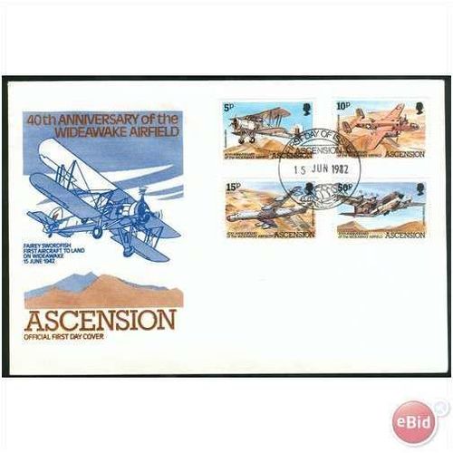 Ascension FDC 1982 - SG 318-321 - 40th Anniv of Wideawake Airfield