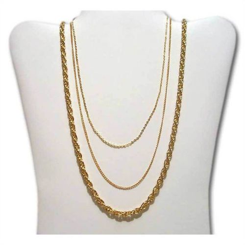 Necklace #001 chains set of 3 unisex 24K gold plated 16 inch 18 inch 24 inch