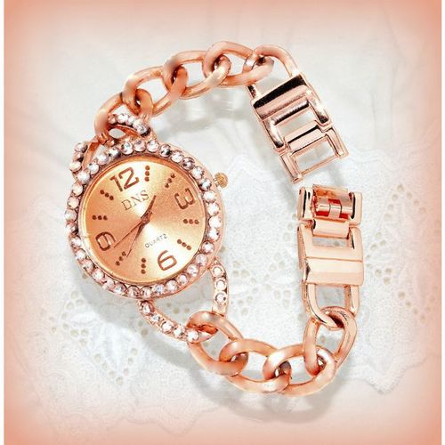 Rose Gold Plated Pink Rhinestone Crystal Wrist Watch Jewellery 2273