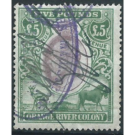 Orange River Colony 1903 £5 Revenue Good/Fine Used SCARCE ....