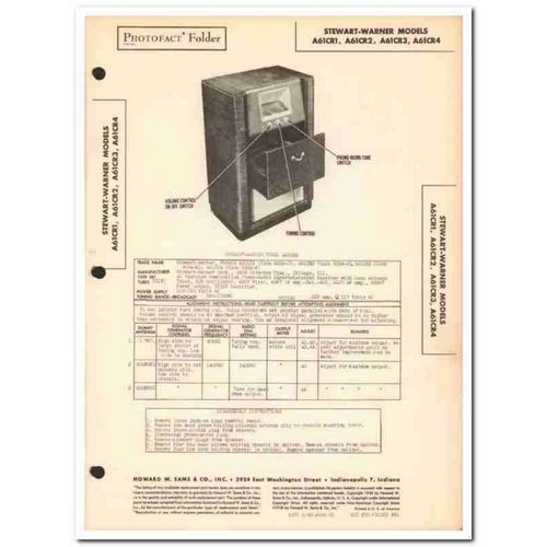 stewart-warner model a61crx am radio phonograph sams photofact manual