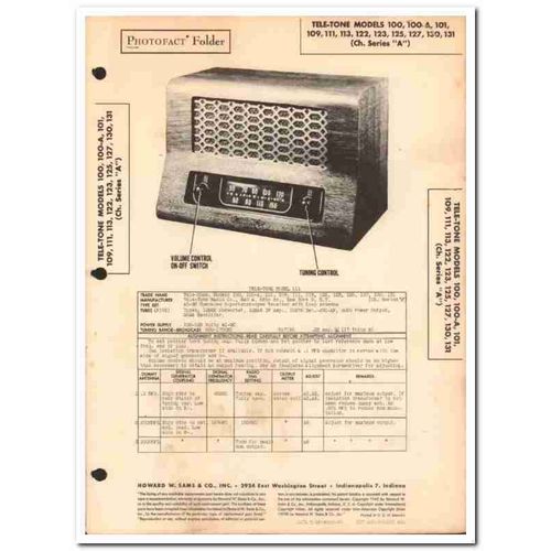 tele-tone model 10x 11x 12x 13x 5-tube am radio sams photofact manual