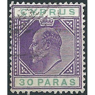 Cyprus 1904 SG63 30pa Green & Carmine Fine Used .. ..