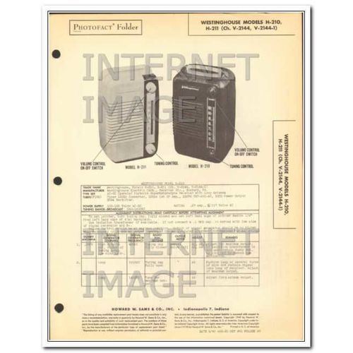 WESTINGHOUSE models H-210 H-211 5 tube AM radio Sams Photofact manual