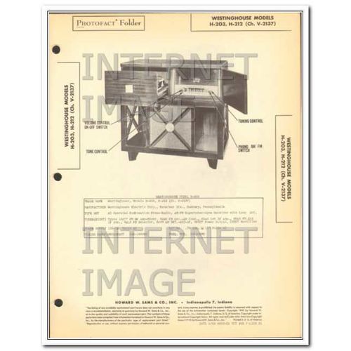 WESTINGHOUSE models H203 H212 AM FM radio phono Sams Photofact Manual