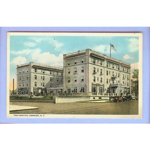 New York Oswego The Pontiac Street Scene View Large Old Stone Building Com~170
