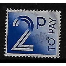 GREAT BRITAIN 1982 2p BRIGHT BLUE POSTAGE DUE SG D91 FINE USED