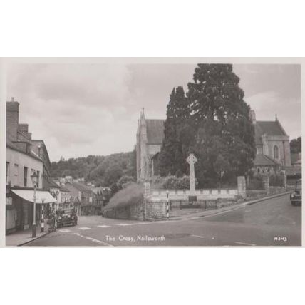 The Cross Nailsworth Car Garage Church Bicycle Bike Vintage Real Photo Postcard