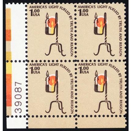 1610, Mint NH $1 Dramatic Color Shift Error Plate Block * Stuart Katz