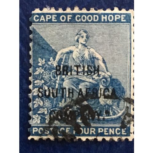British South Africa Rhodesia QV 1896 Cape of Good Hope 4d Blue Used SG 62 stamp